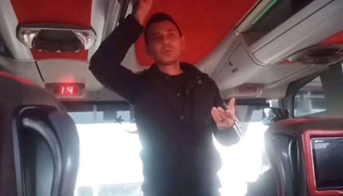 Trafik polisi, şirketin ve sürücünün haberi olmadan yolcu otobüsüne yolcu olarak bindi